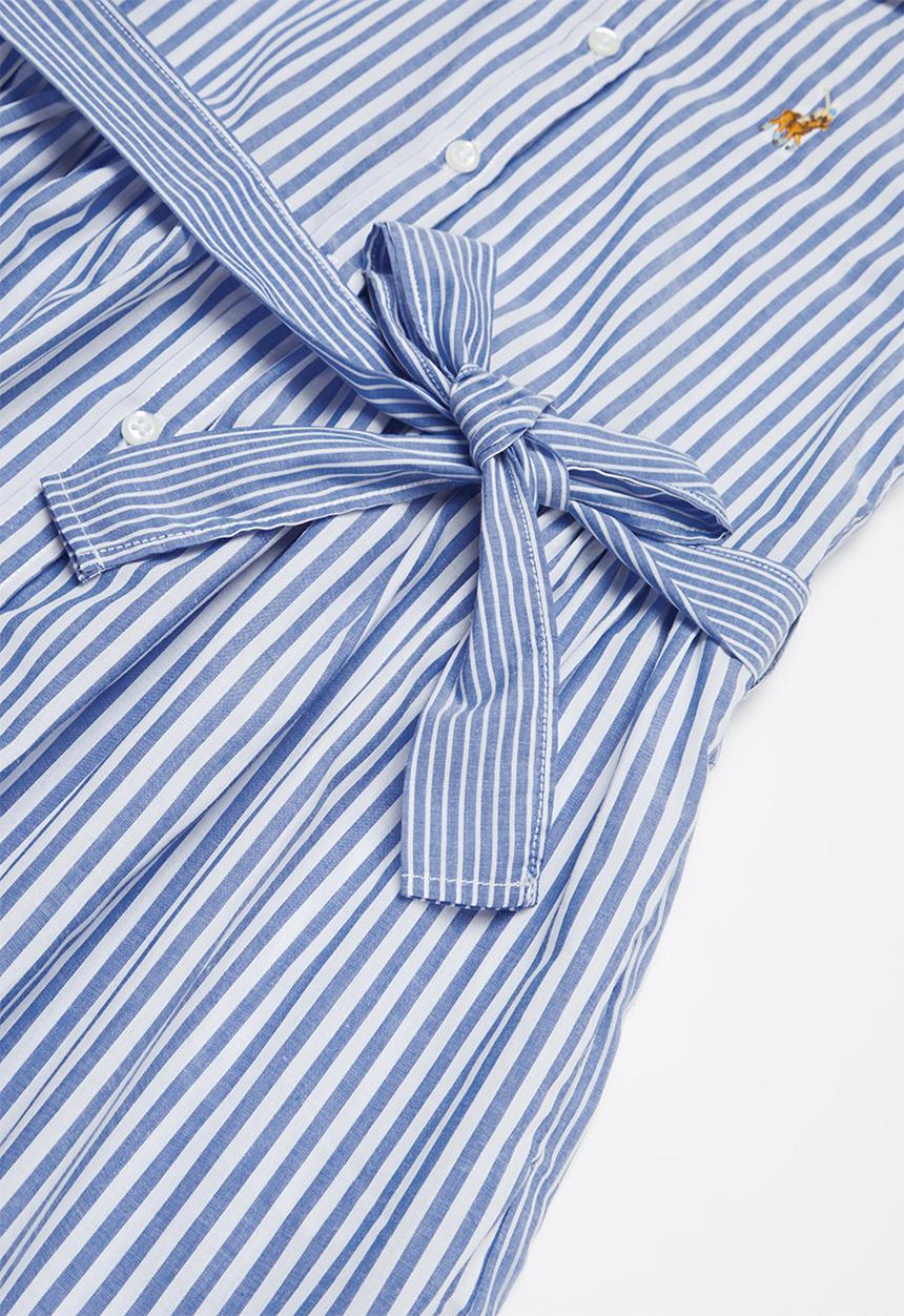 POLO - Girls isla pattern blocked striped dress - blue