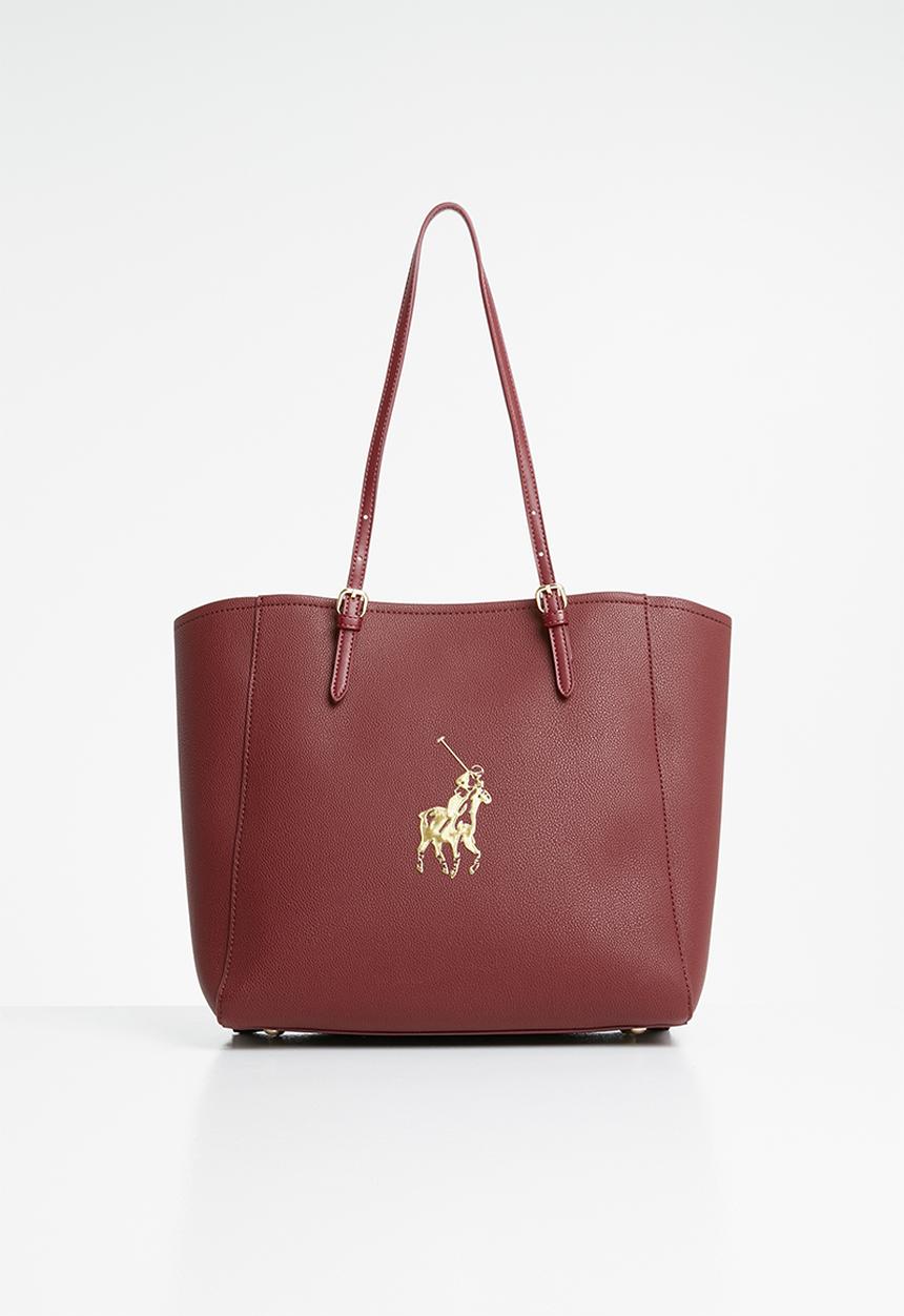 POLO - Synthetic gold pony lyon tote - burgundy