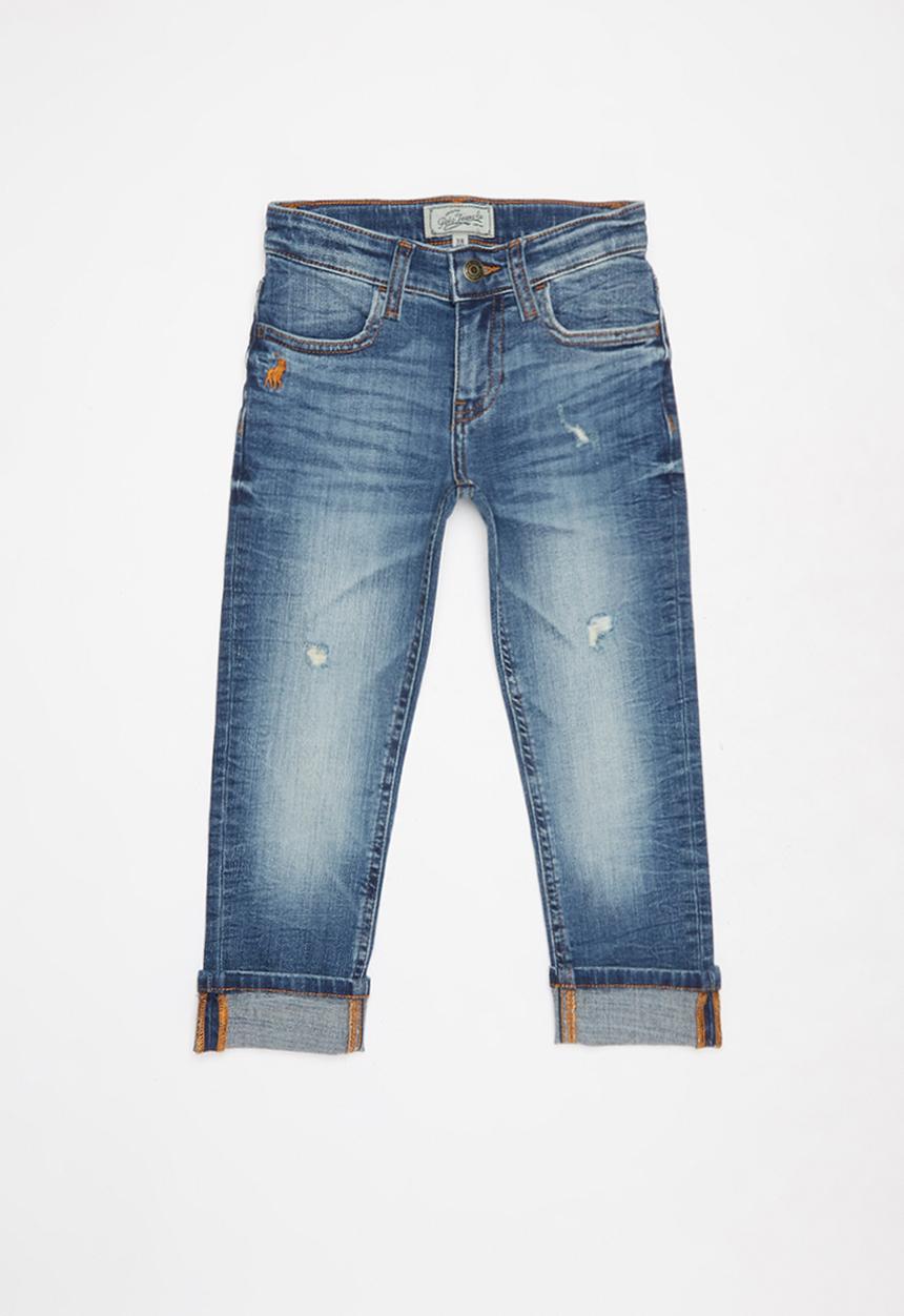 POLO - Boys kai distressed slim fit jean - stone wash