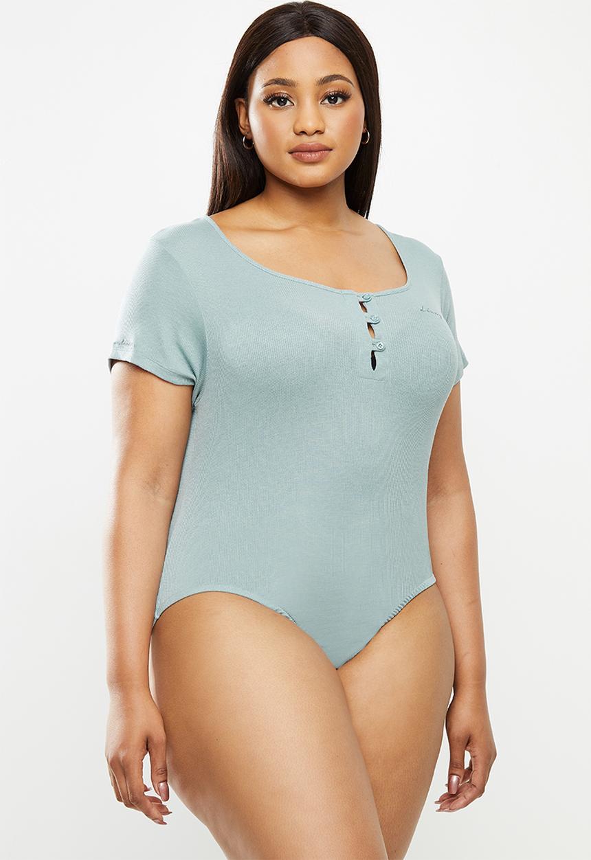 Lizzy - Plus caitie styled bodysuit - slate blue