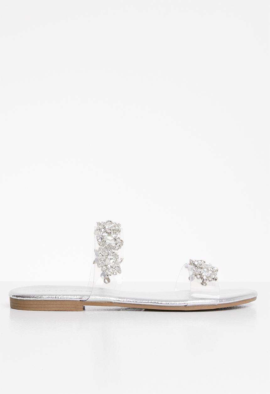 SISSY BOY - Gems set vinyl jewel sandal  - silver