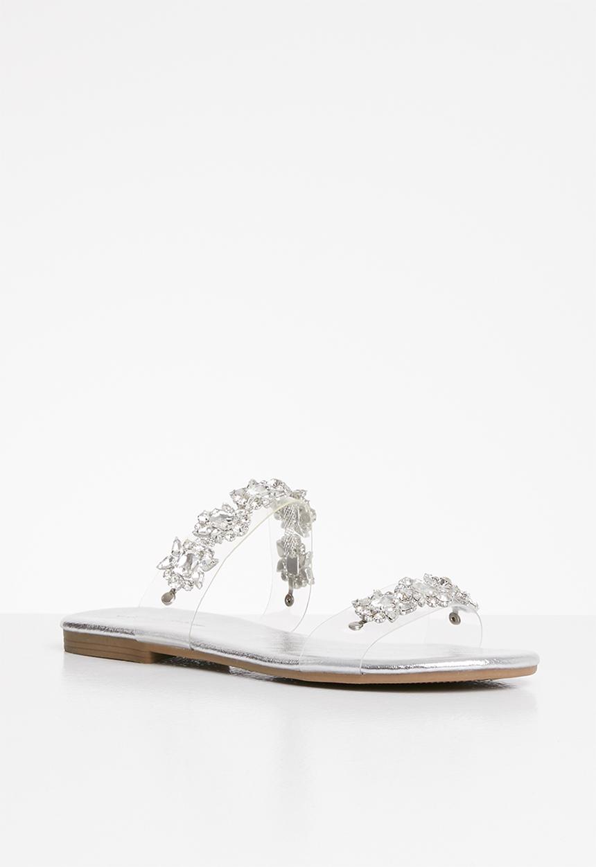SISSY BOY - Gems set vinyl jewel sandal  - silver