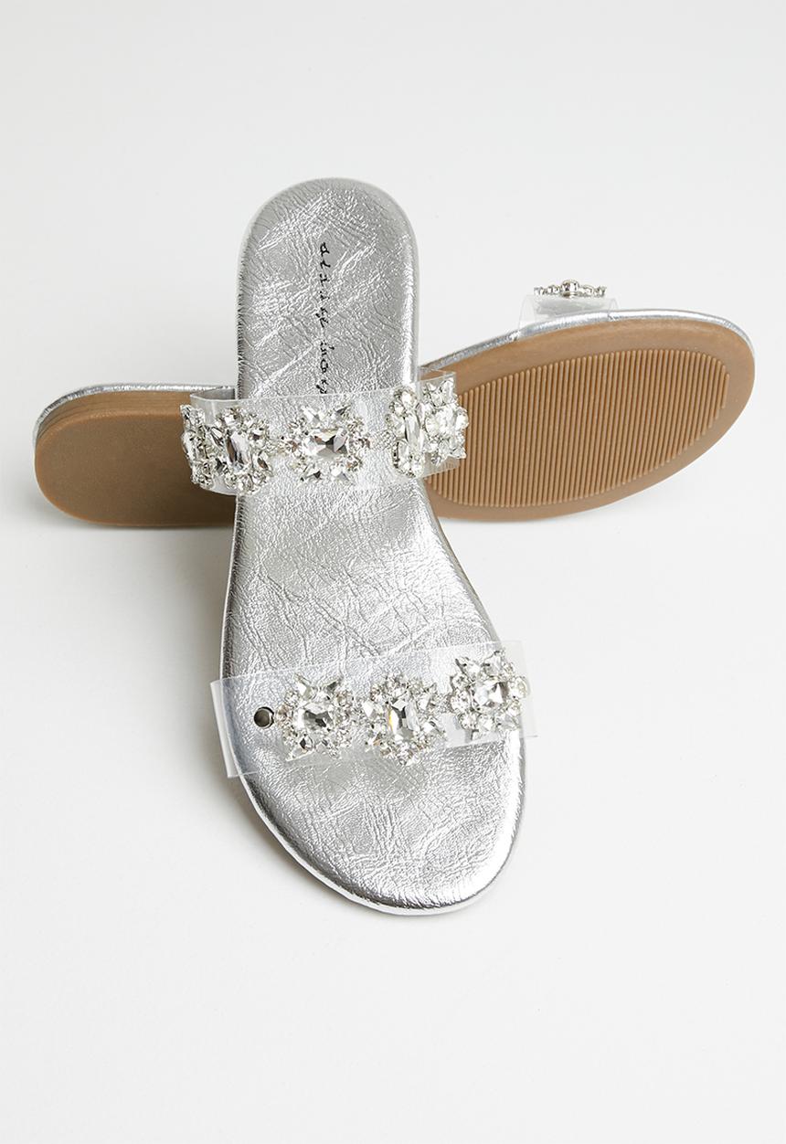 SISSY BOY - Gems set vinyl jewel sandal  - silver