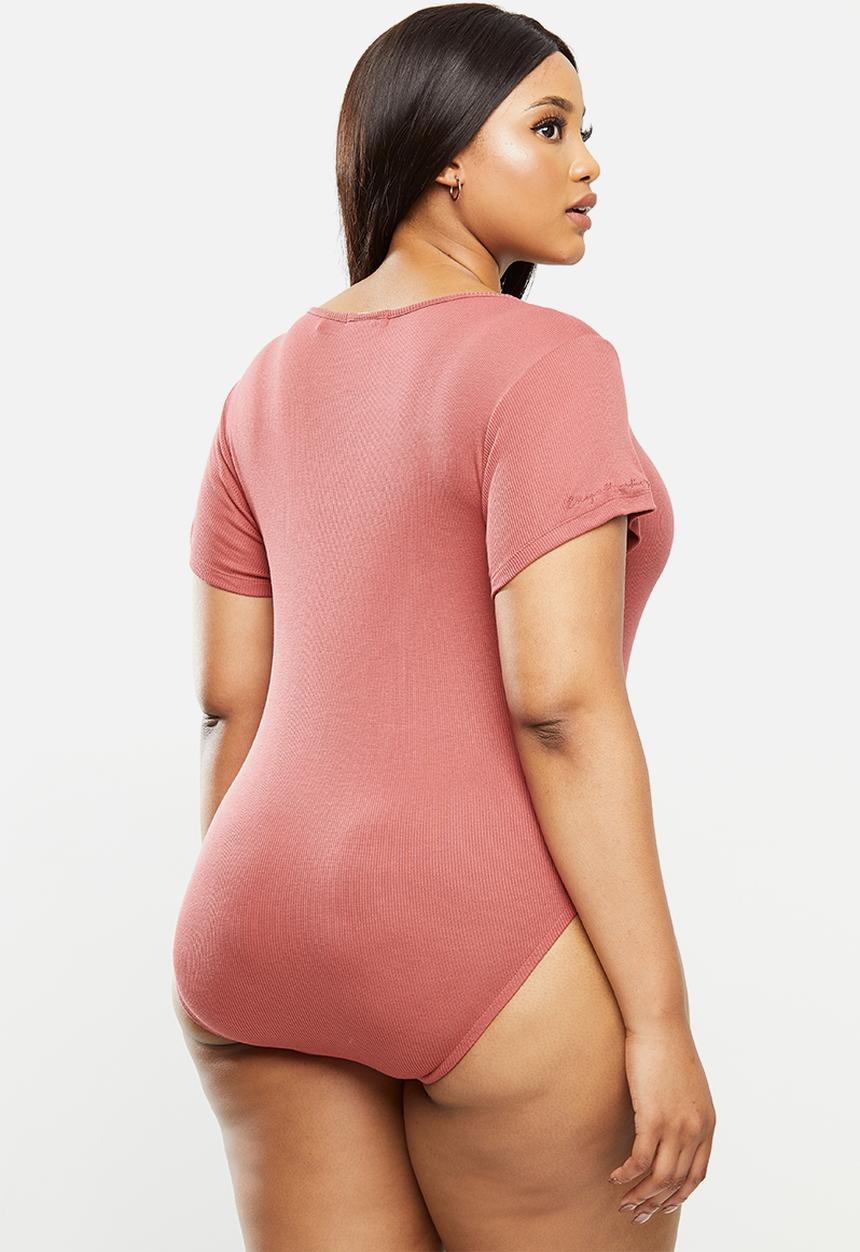 Lizzy - Plus caitie styled bodysuit - garnet rose