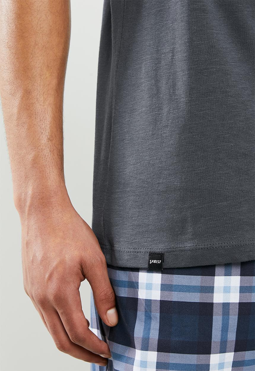 Superbalist - Scoop neck tee & woven shorts sleep set - blue & white