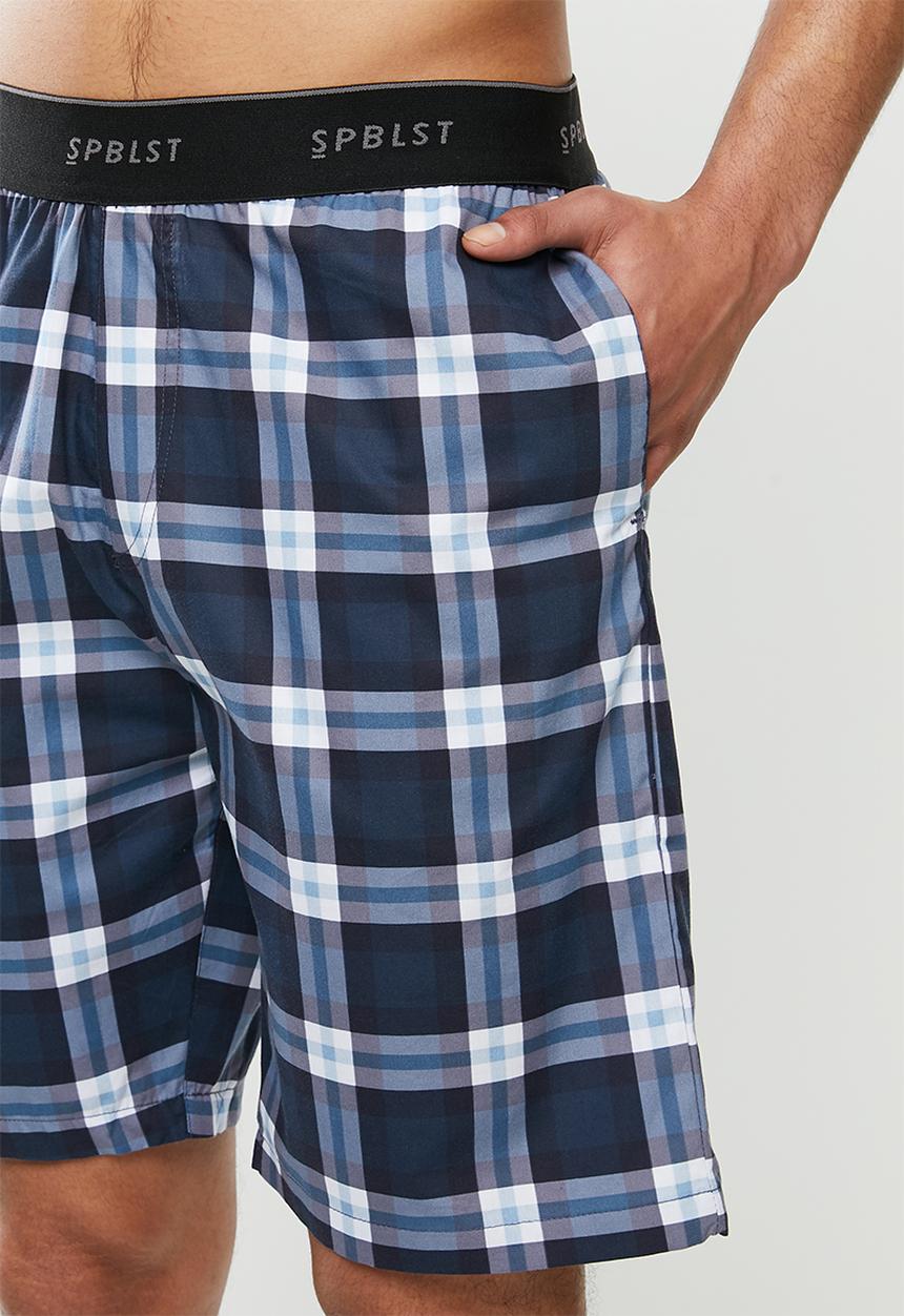 Superbalist - Scoop neck tee & woven shorts sleep set - blue & white
