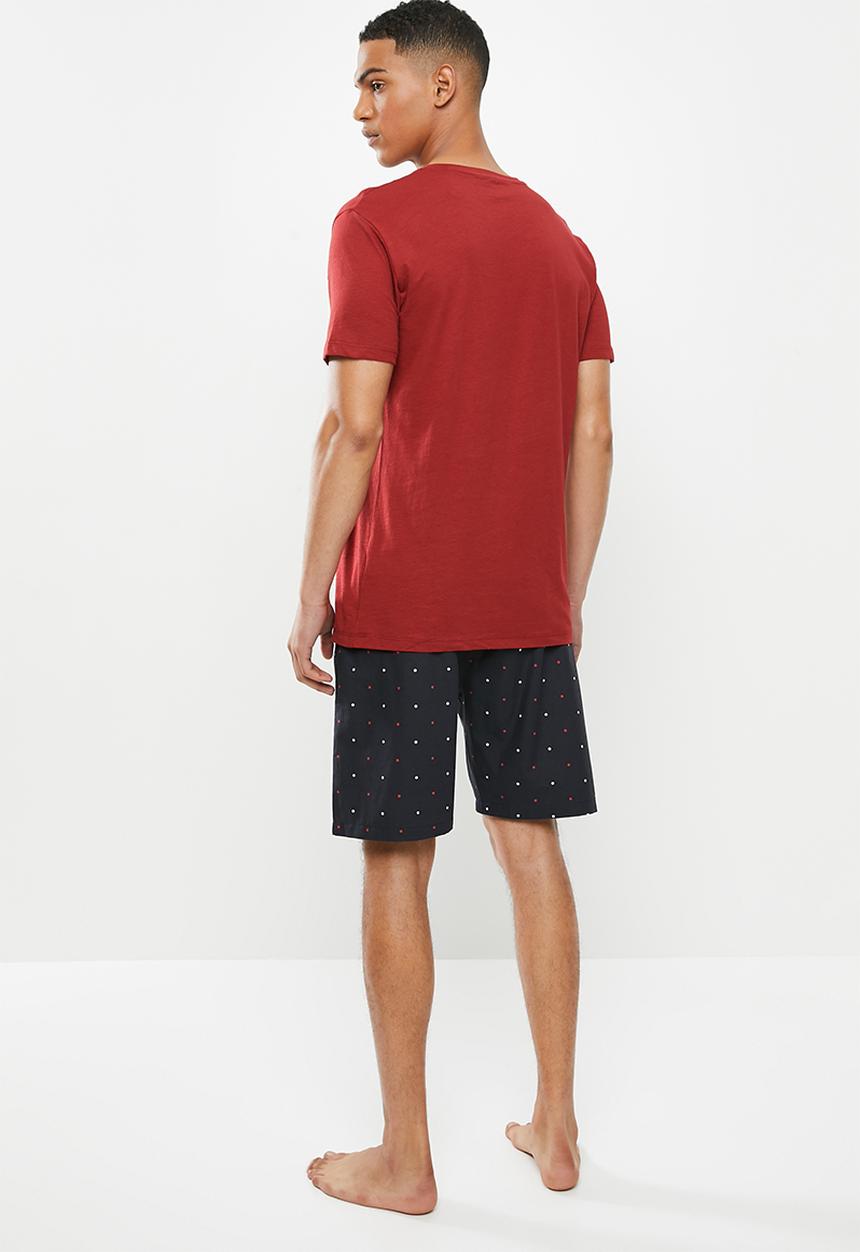 Superbalist - Scoop neck tee & woven shorts sleep set - multi