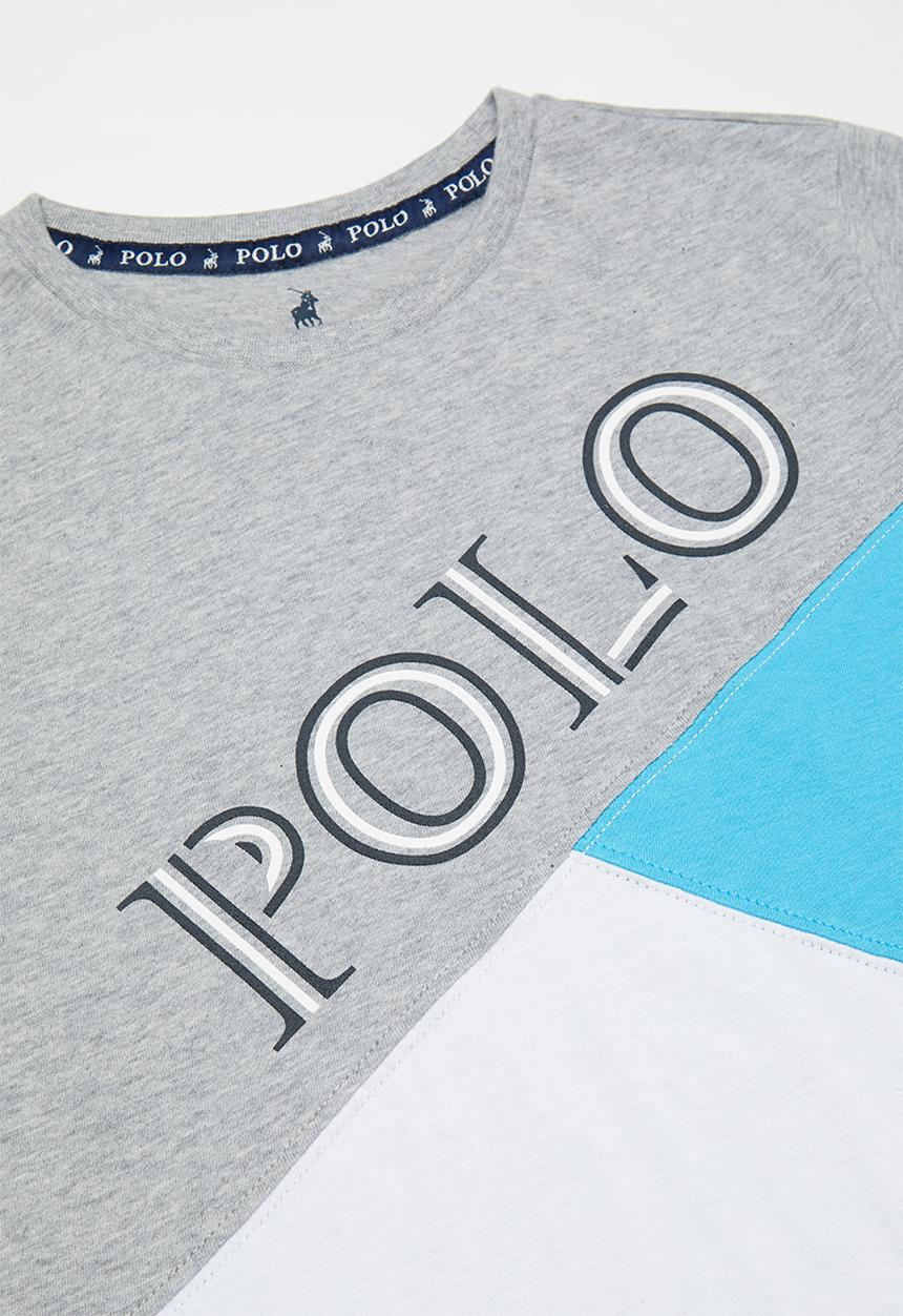 POLO - Boys mason cut & sew printed tee - grey