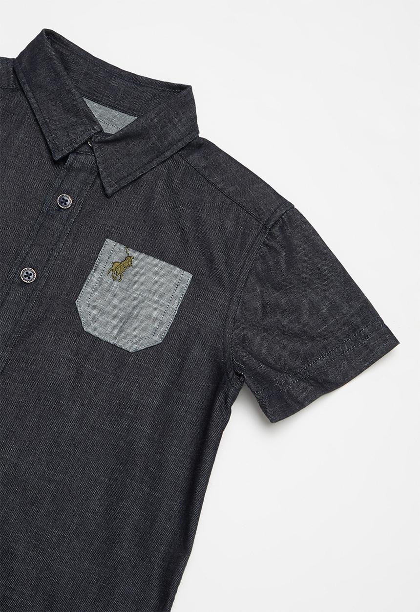 POLO - Boys riley numerical short sleeve shirt - medium wash