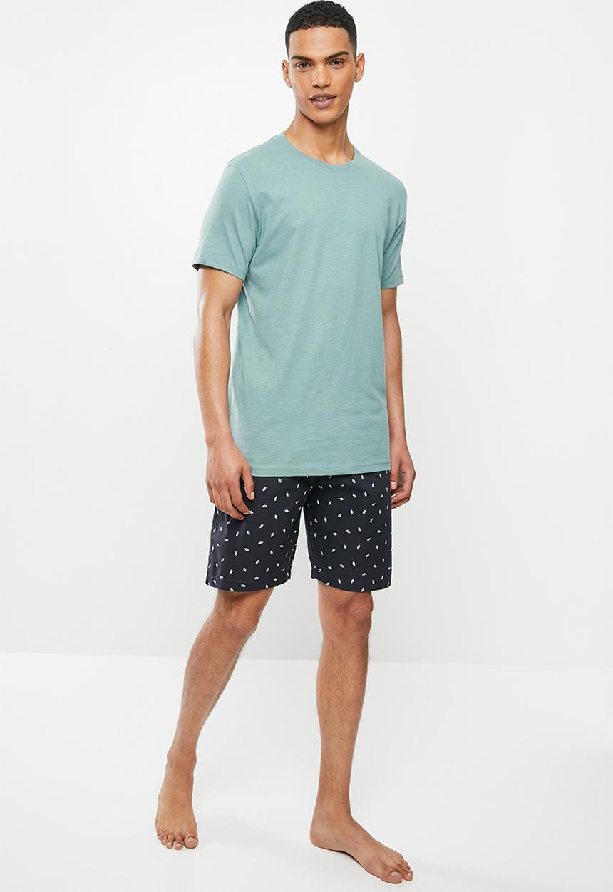 Superbalist - Scoop neck tee & woven shorts sleep set - multi