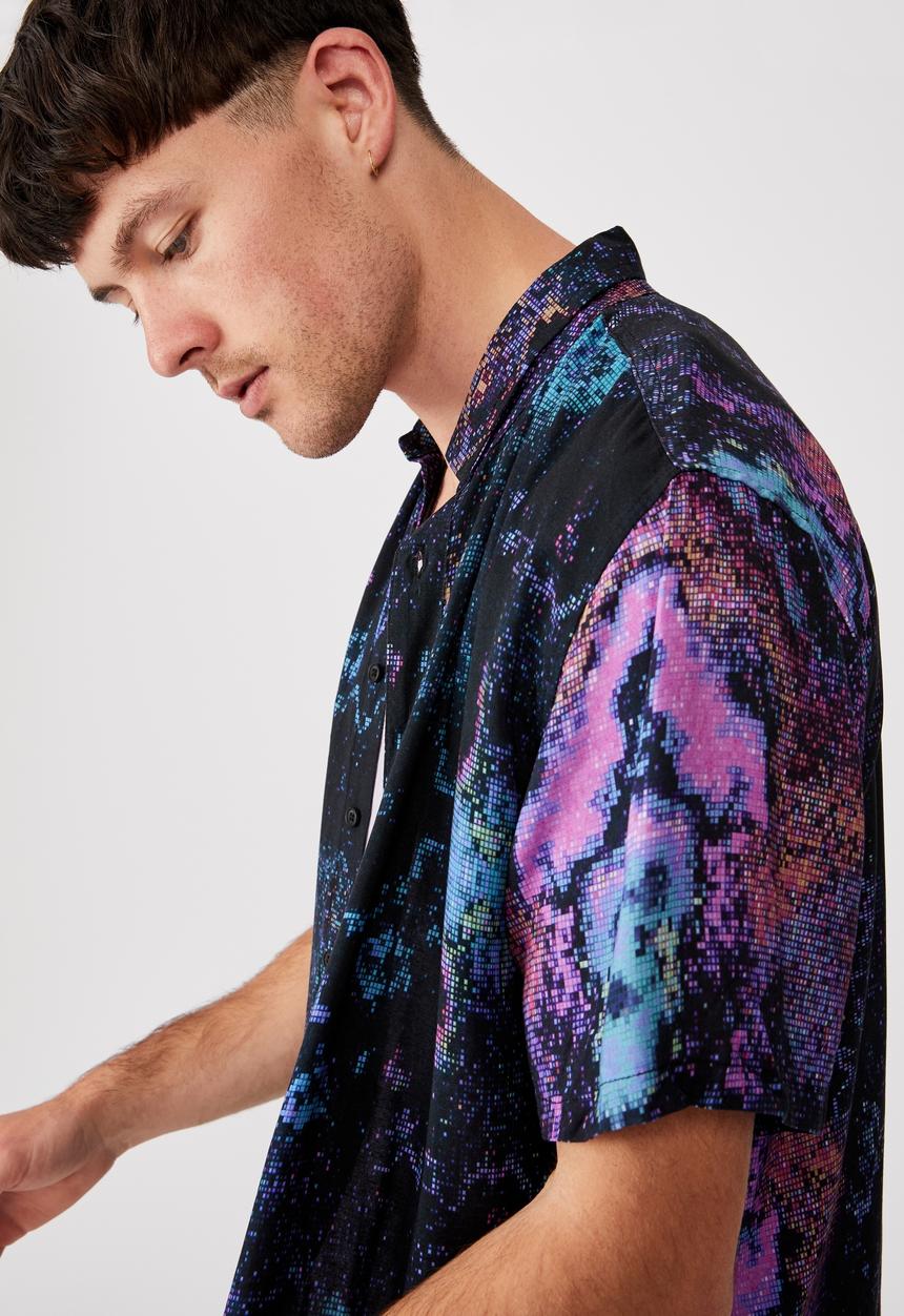Cotton On - 91 short sleeve shirt - textured multi glitch