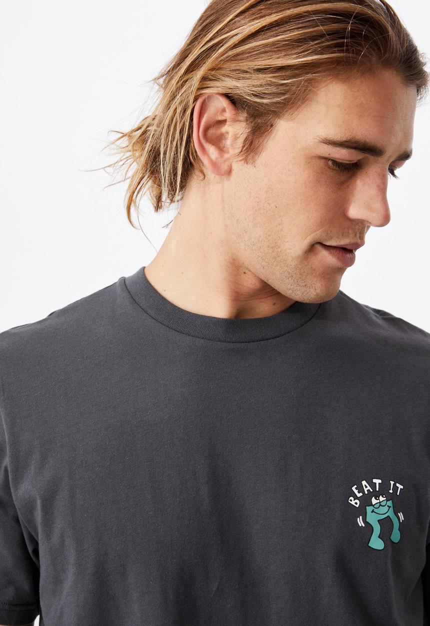 Cotton On - Tbar art T-shirt - faded slate