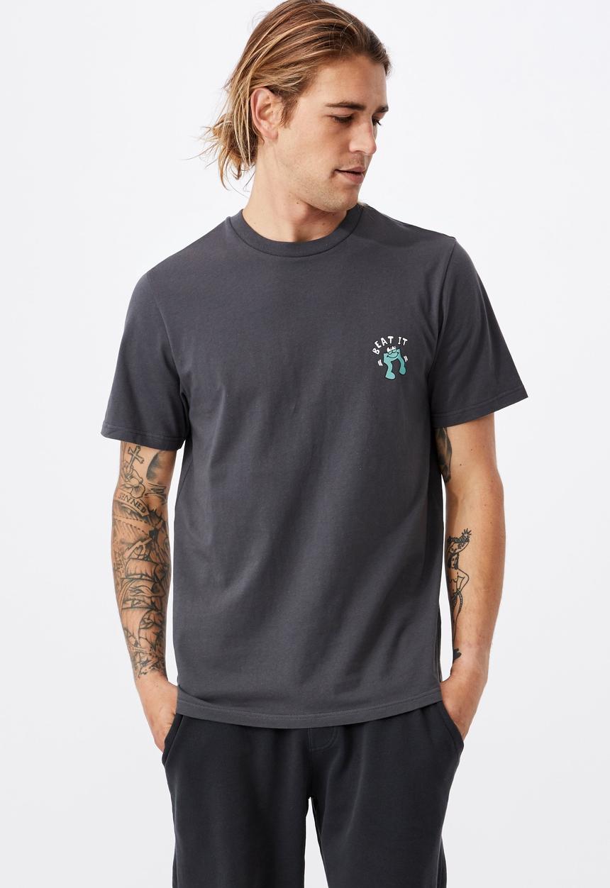 Cotton On - Tbar art T-shirt - faded slate
