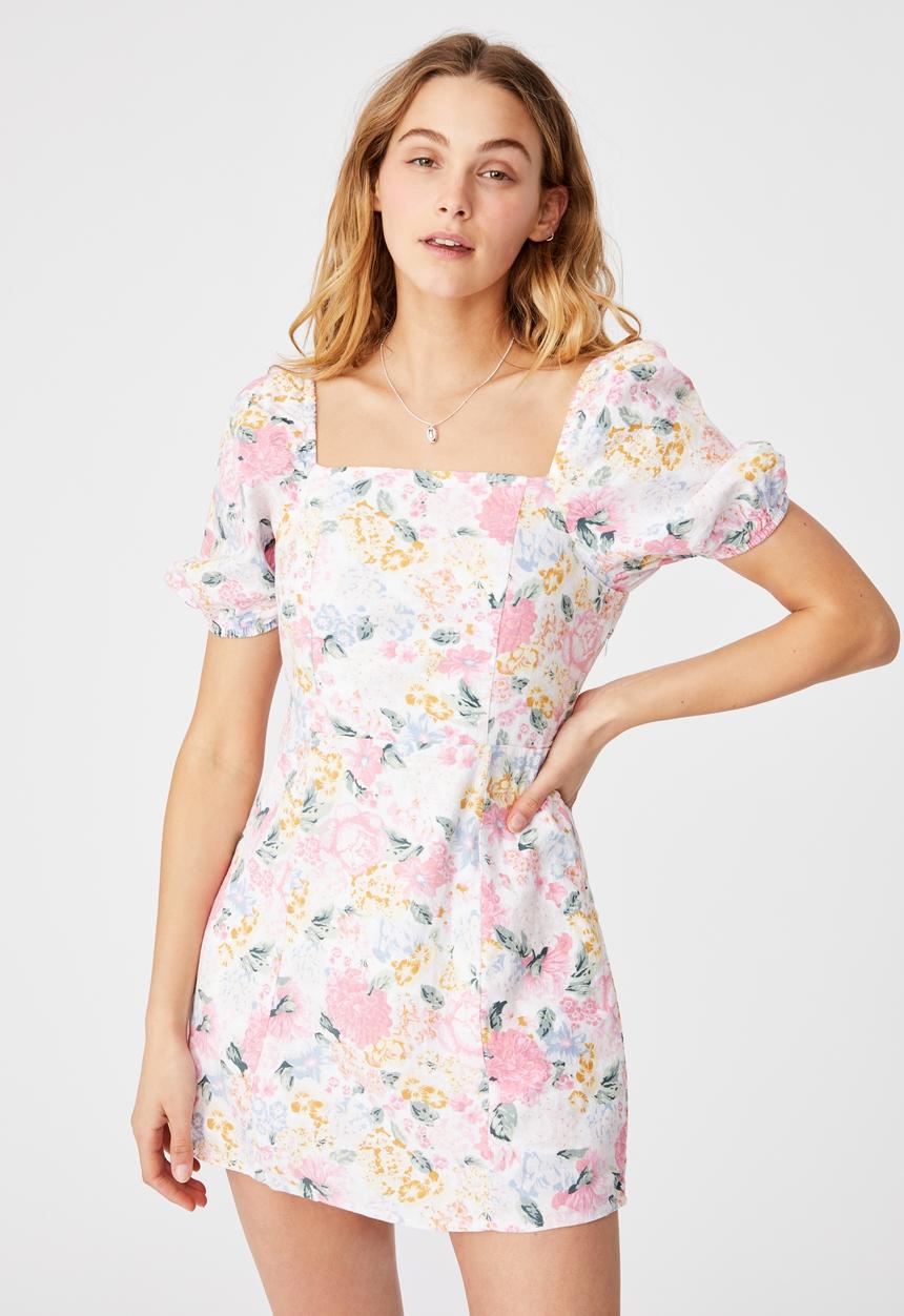 Cotton On - Woven Leona bell sleeve mini dress - multi 