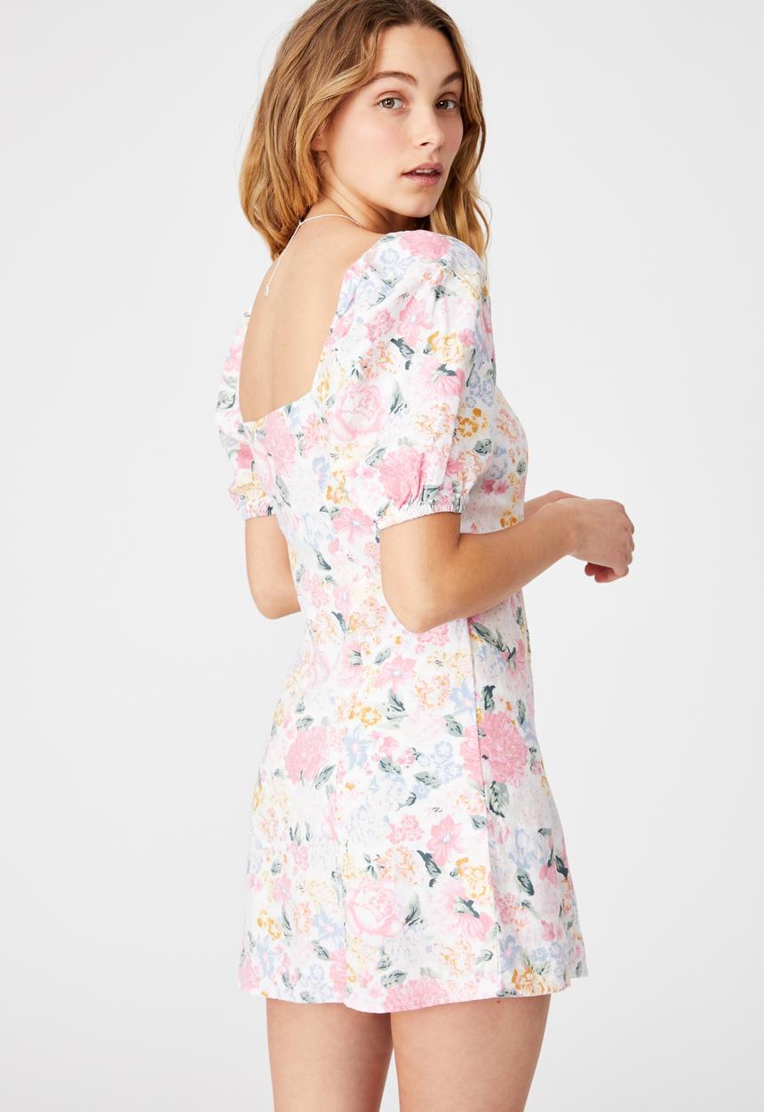 Cotton On - Woven Leona bell sleeve mini dress - multi 