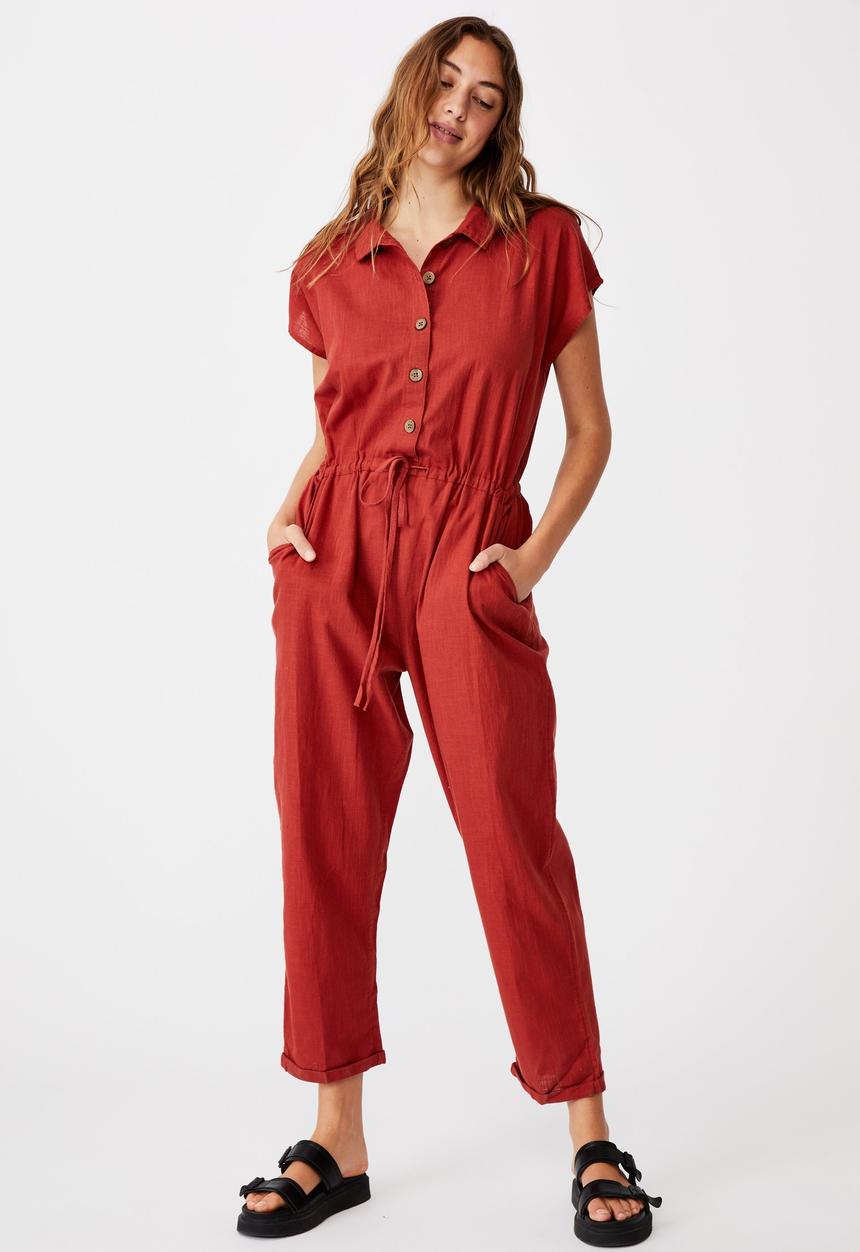 Cotton On - Woven Jasmine utility jumpsuit - red 