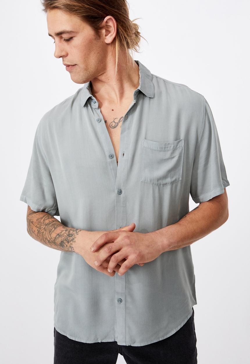 Cotton On - Cuban short sleeve shirt - blue haze