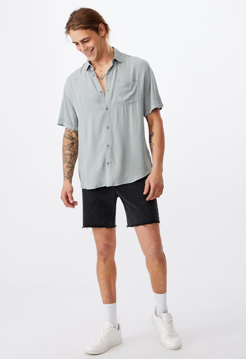 Cotton On - Cuban short sleeve shirt - blue haze