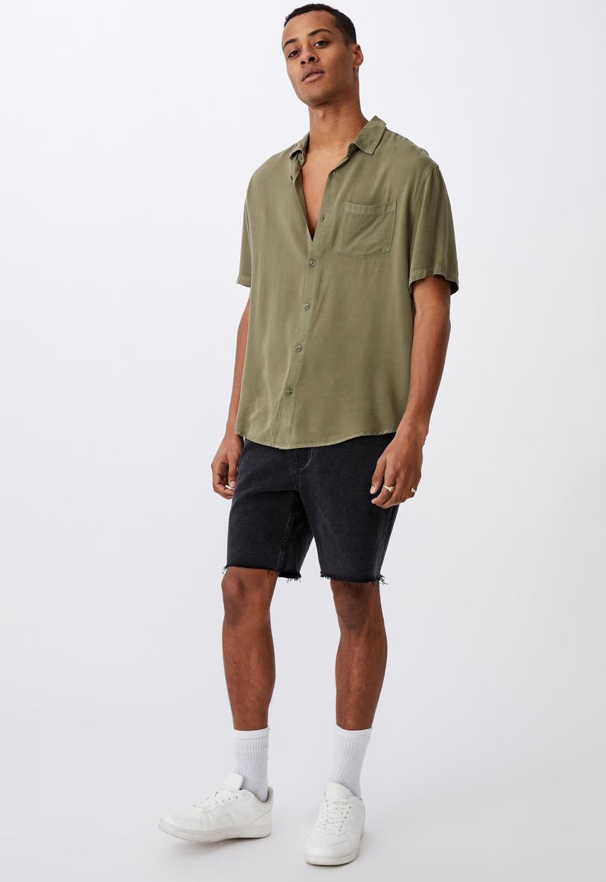 Cotton On - Cuban short sleeve shirt - washed khaki