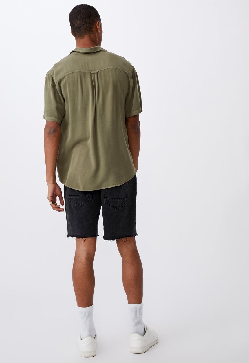 Cotton On - Cuban short sleeve shirt - washed khaki
