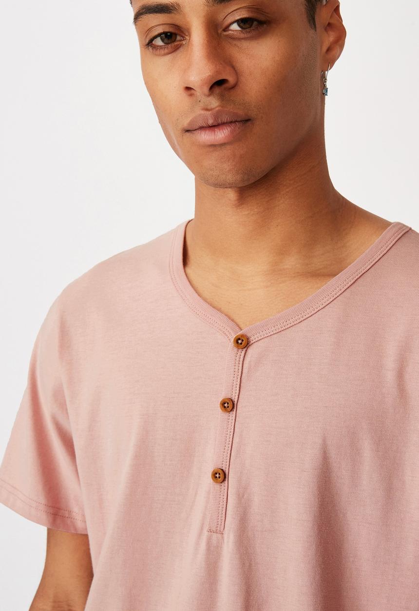 Cotton On - Essential henley T-shirt - dirty pink