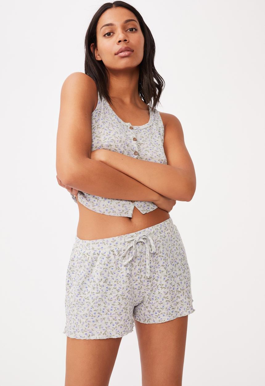 Cotton On - Waffle bed time short - grey
