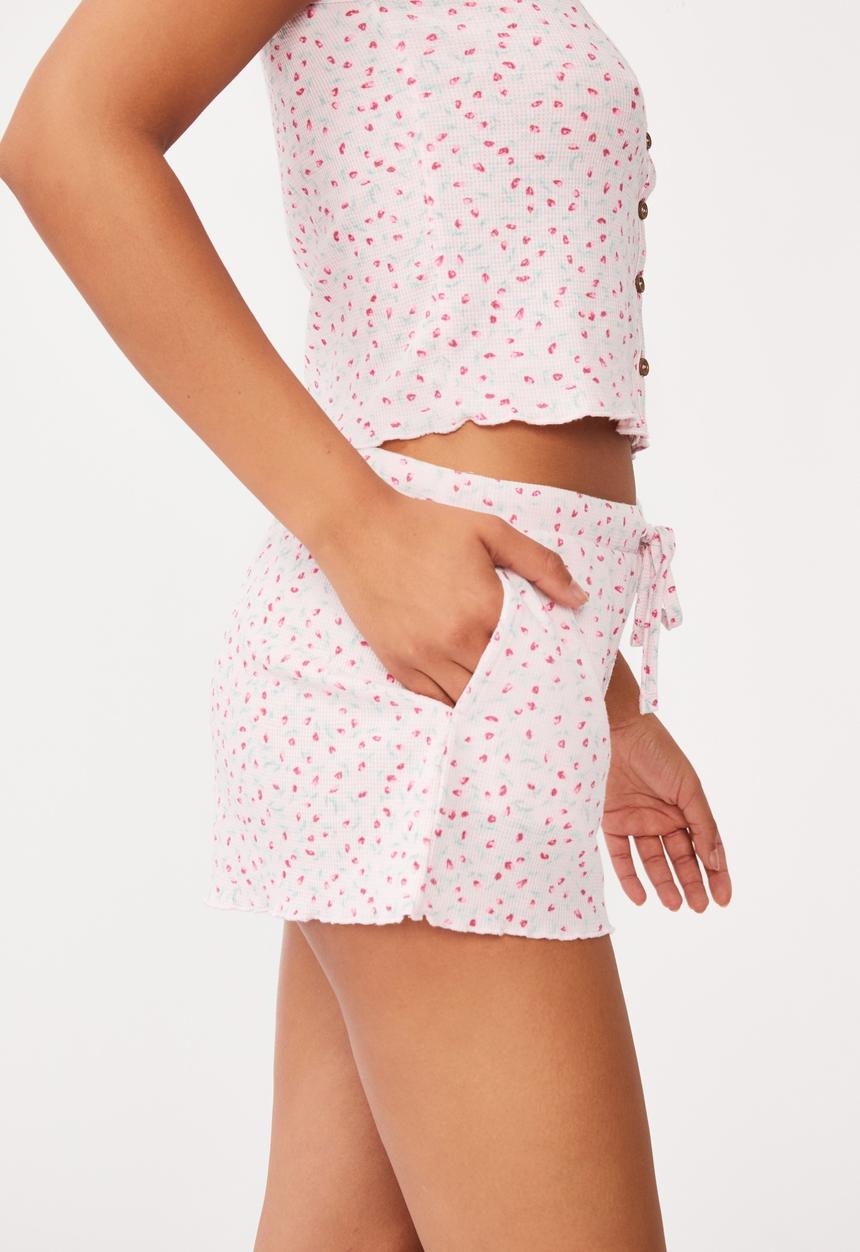 Cotton On - Waffle bed time short - peach