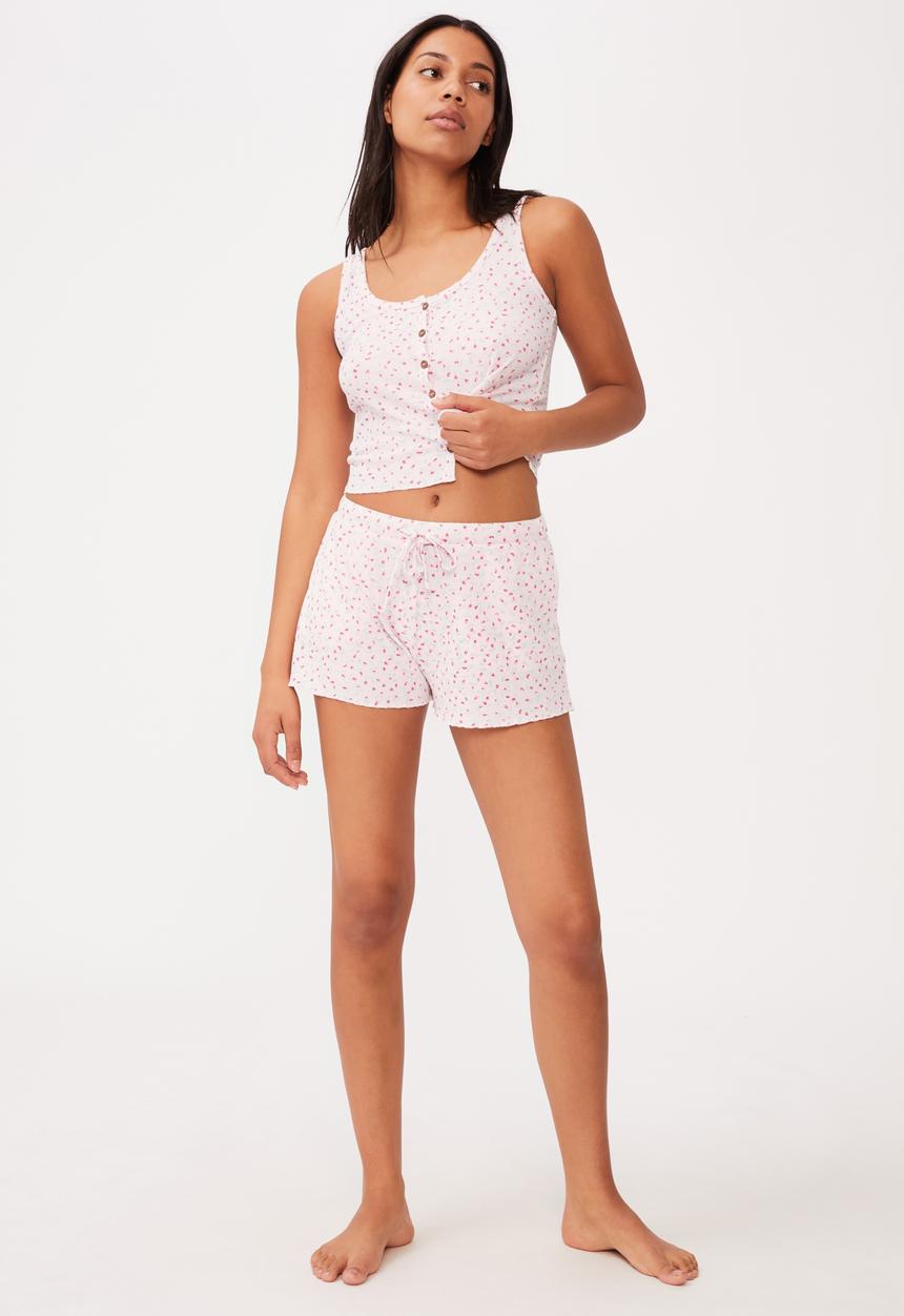 Cotton On - Waffle bed time short - peach