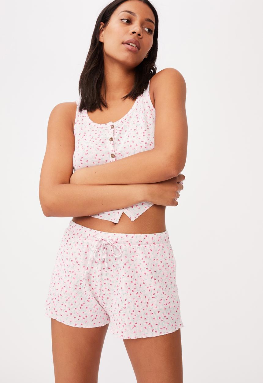 Cotton On - Waffle bed time short - peach