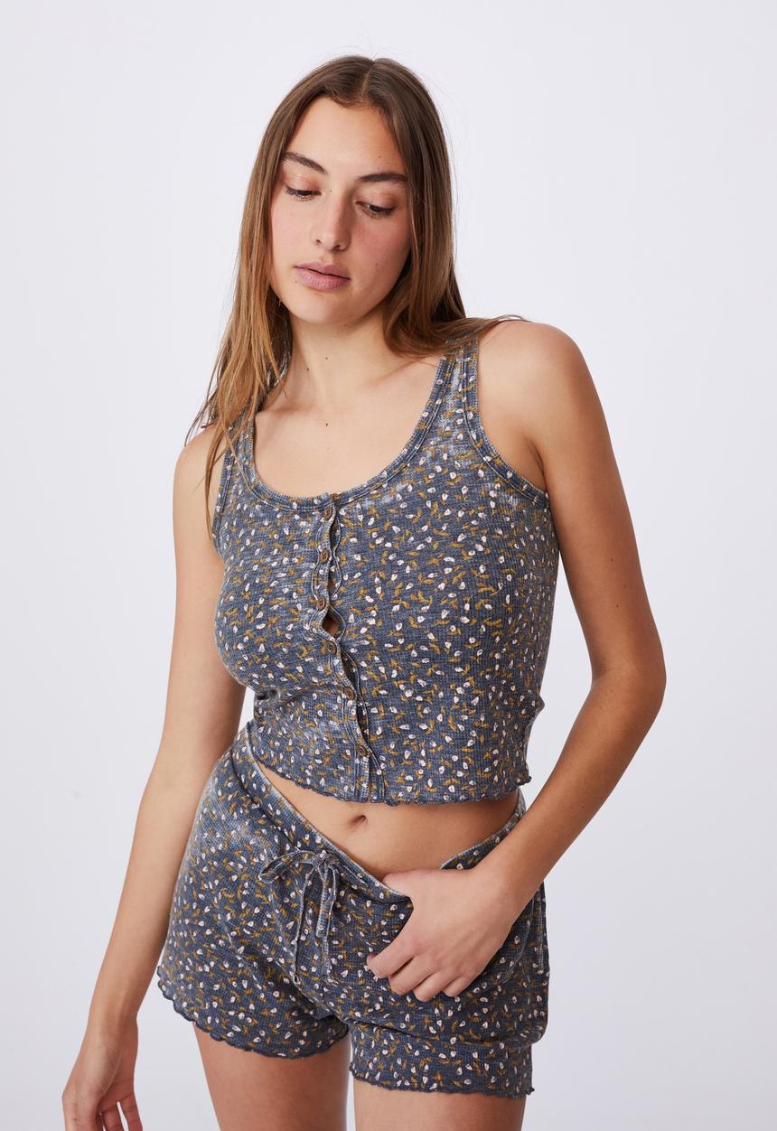 Cotton On - Waffle bed time short - navy
