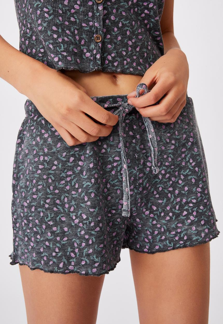 Cotton On - Waffle bed time short - charcoal 