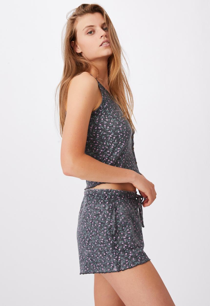 Cotton On - Waffle bed time short - charcoal 