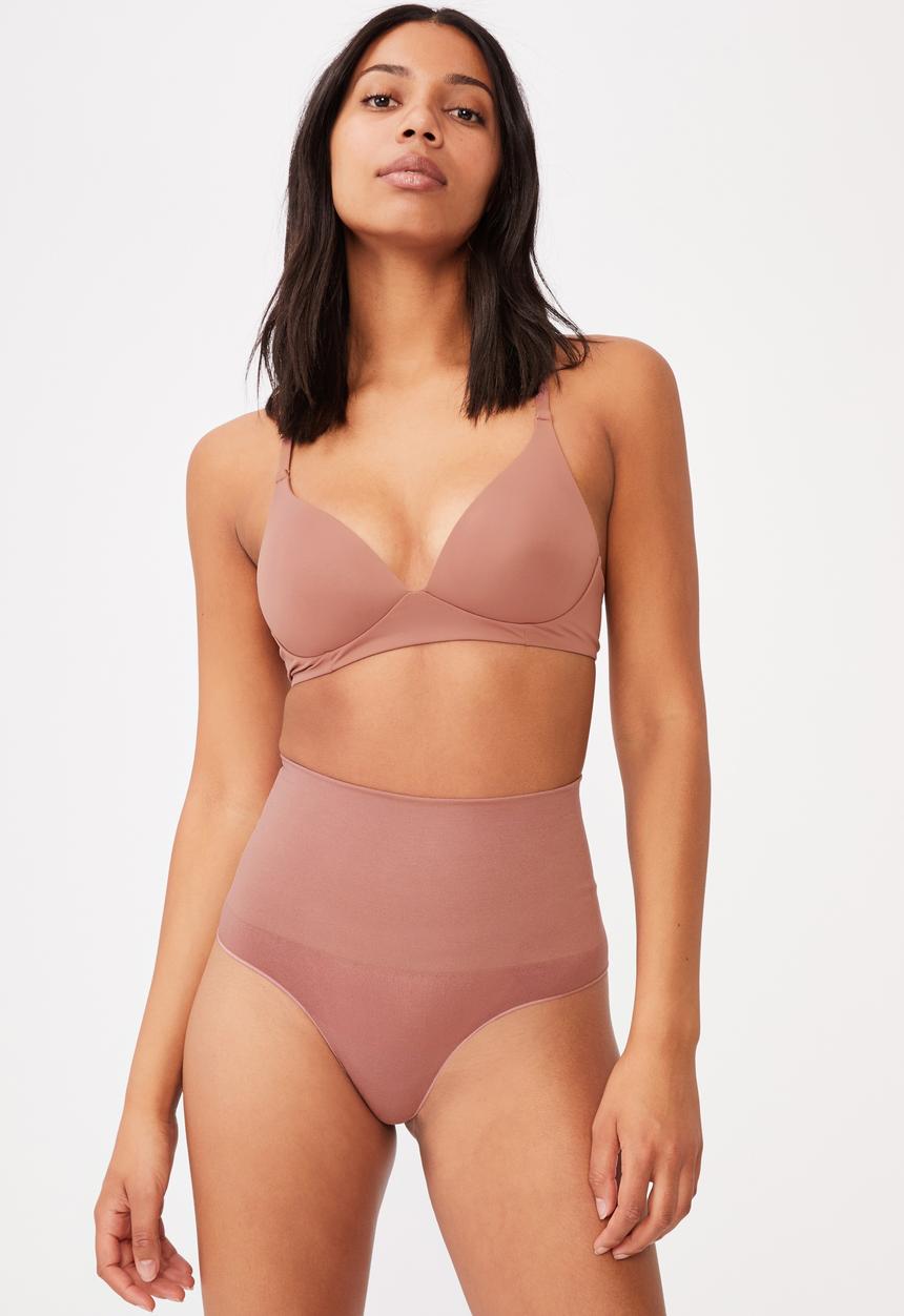 Cotton On - Take control high waist g-string - dusty rose