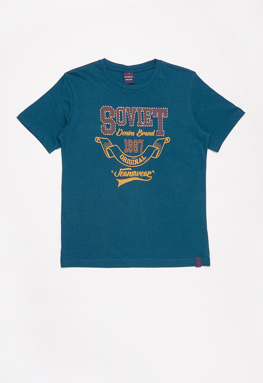 SOVIET - Boys short sleeve logo tee - dark teal