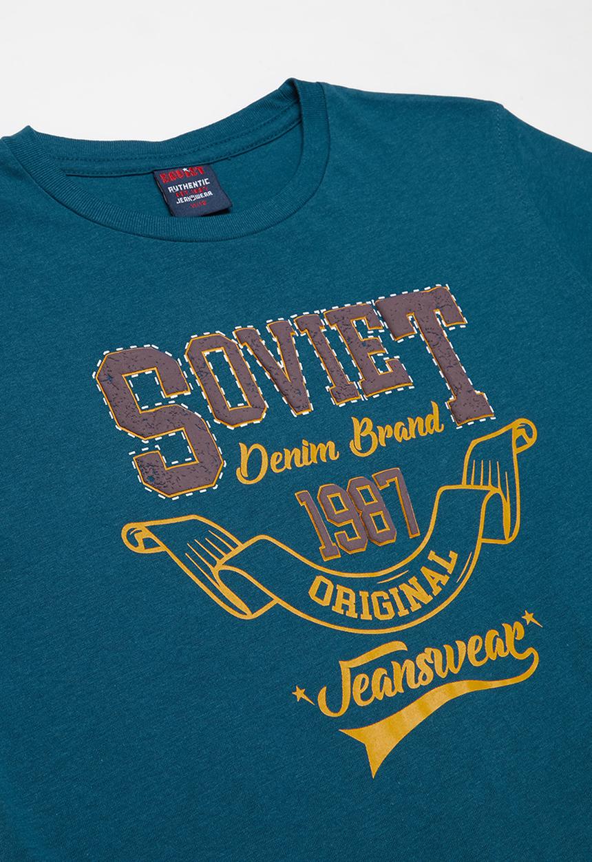 SOVIET - Boys short sleeve logo tee - dark teal