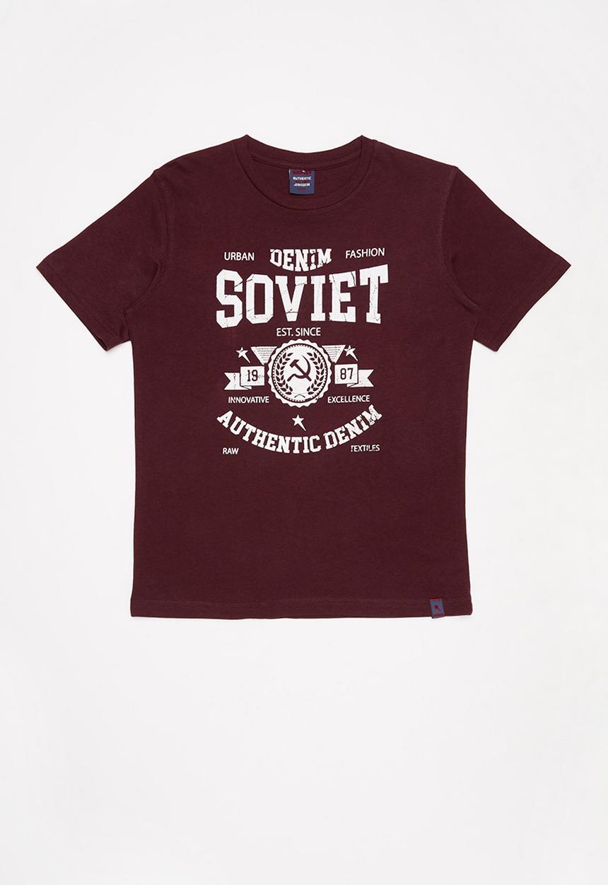 SOVIET - Boys short sleeve  logo tee - burgundy
