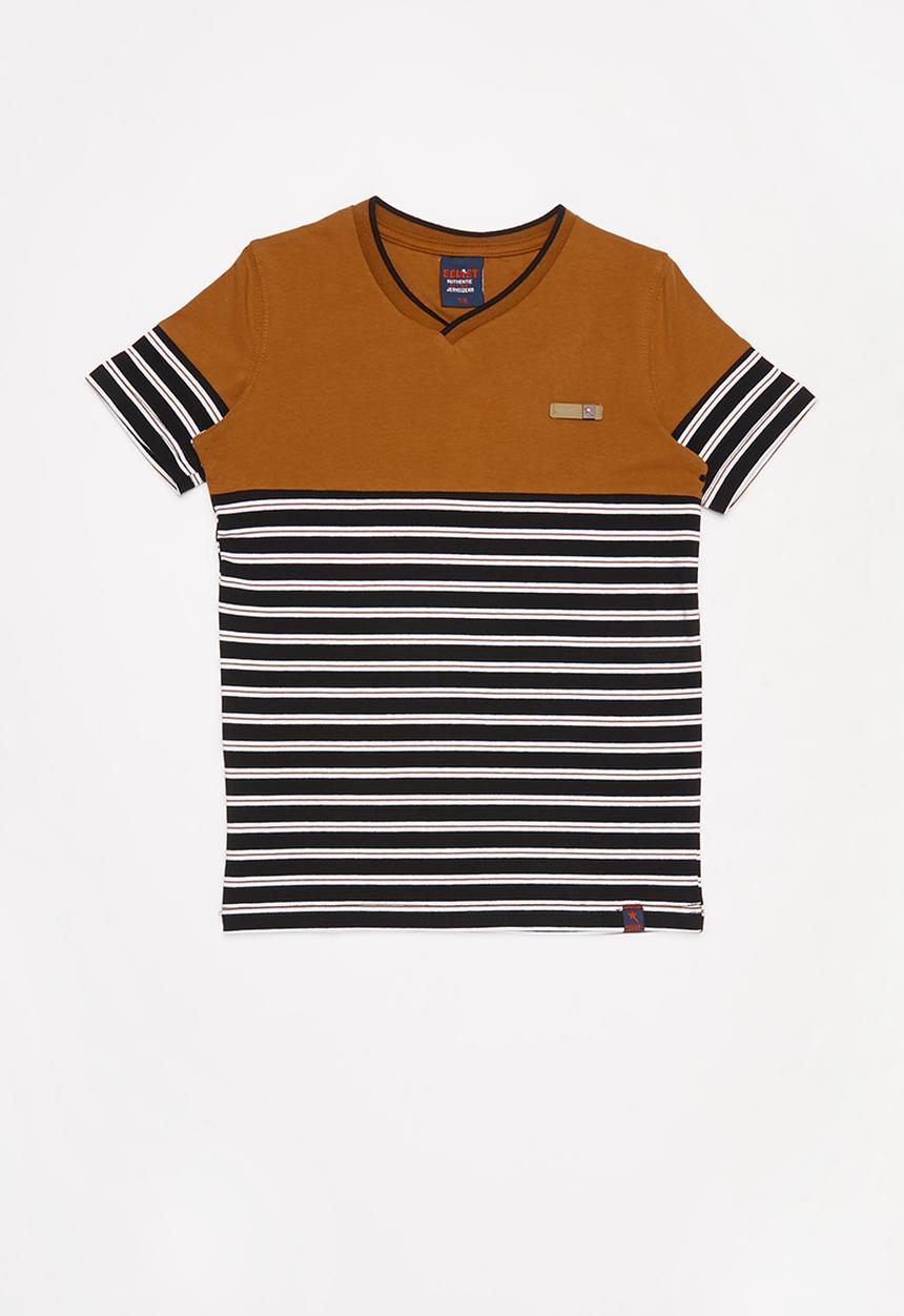 SOVIET - V-neck yarn dye stripe tee - multi 