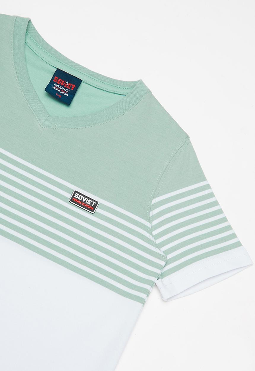 SOVIET - V-neck yarn dye stripe tee - multi 