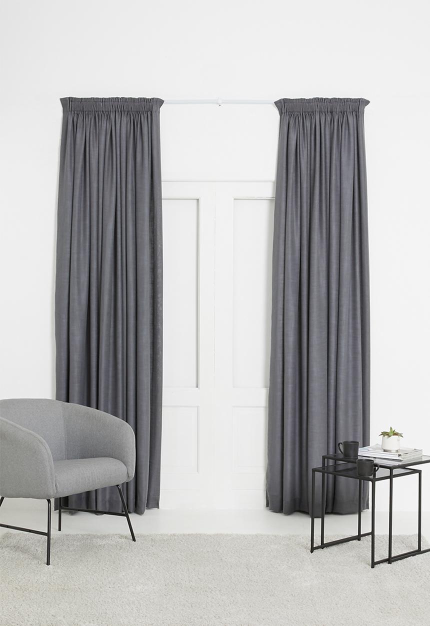 Sixth Floor - Slub lined taped curtain - charcoal