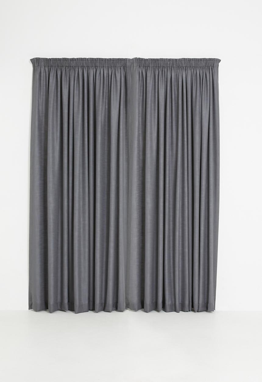Sixth Floor - Slub lined taped curtain - charcoal