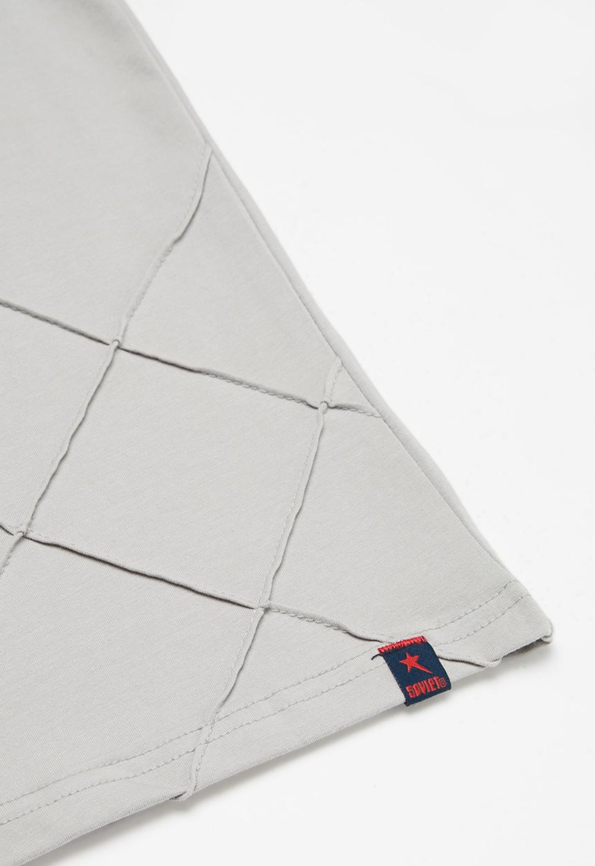 SOVIET - V-neck tee with pocket - grey & blue 