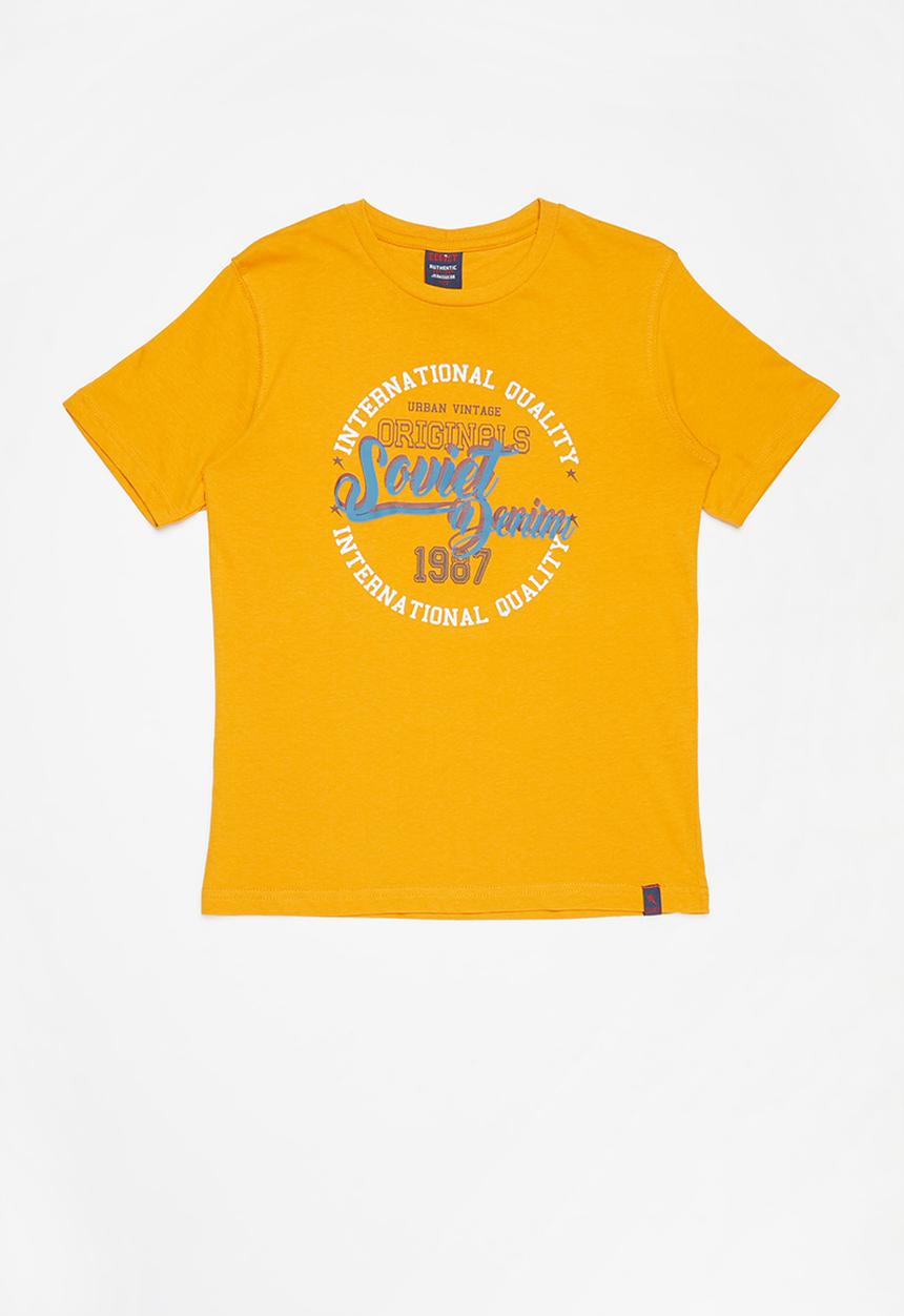 SOVIET - Boys short sleeve logo tee - yellow 