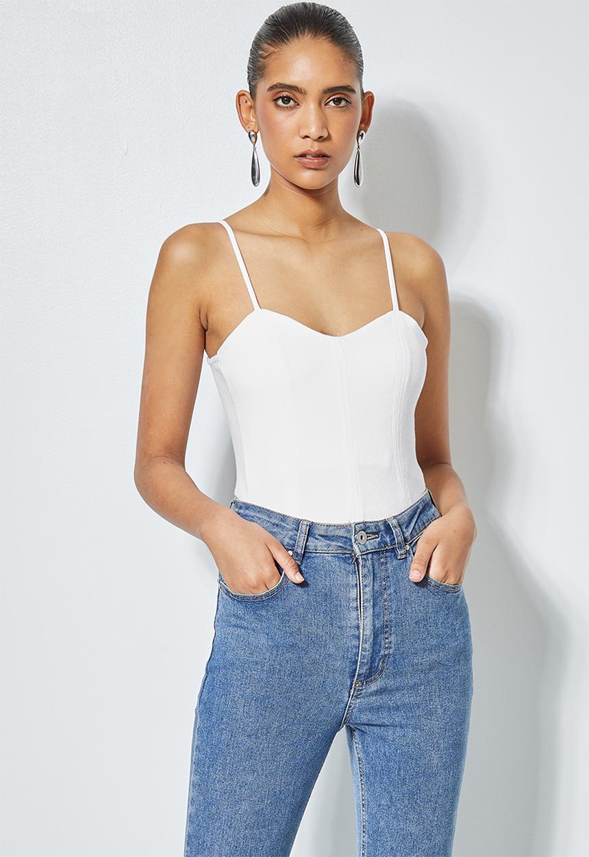 Superbalist - Rib corset bodysuit - white