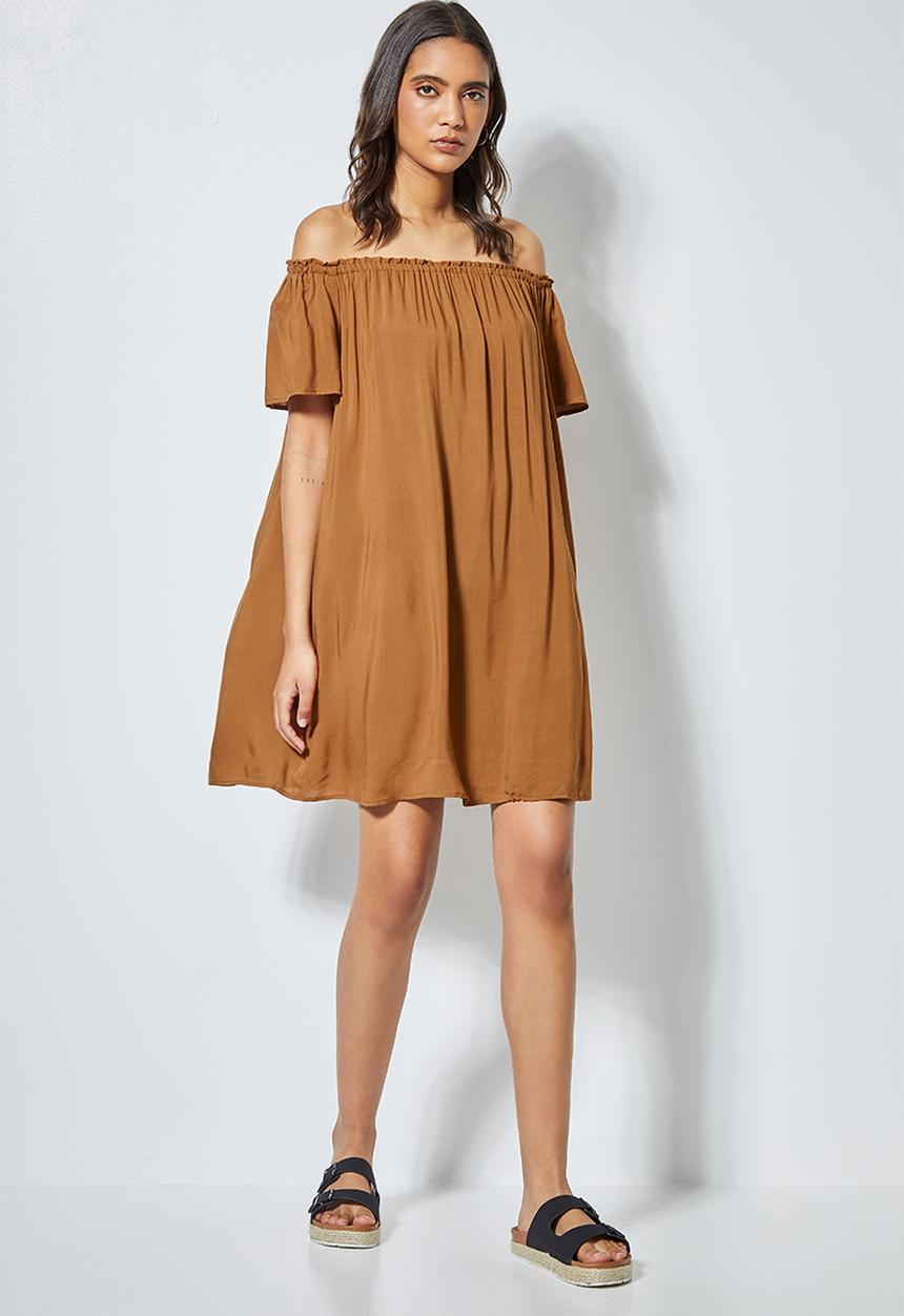 Superbalist - Mini off the shoulder dress -tobacco 