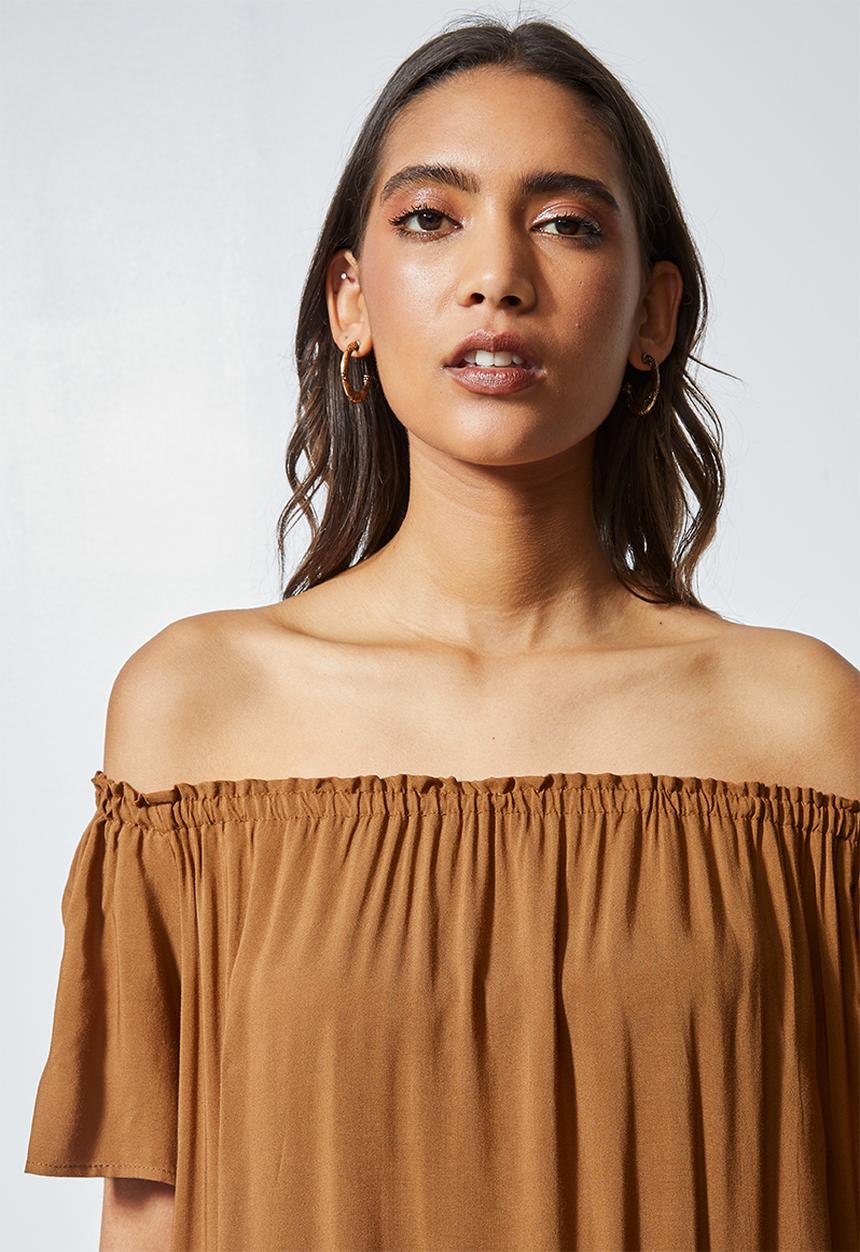 Superbalist - Mini off the shoulder dress -tobacco 