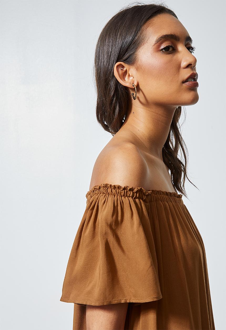 Superbalist - Mini off the shoulder dress -tobacco 