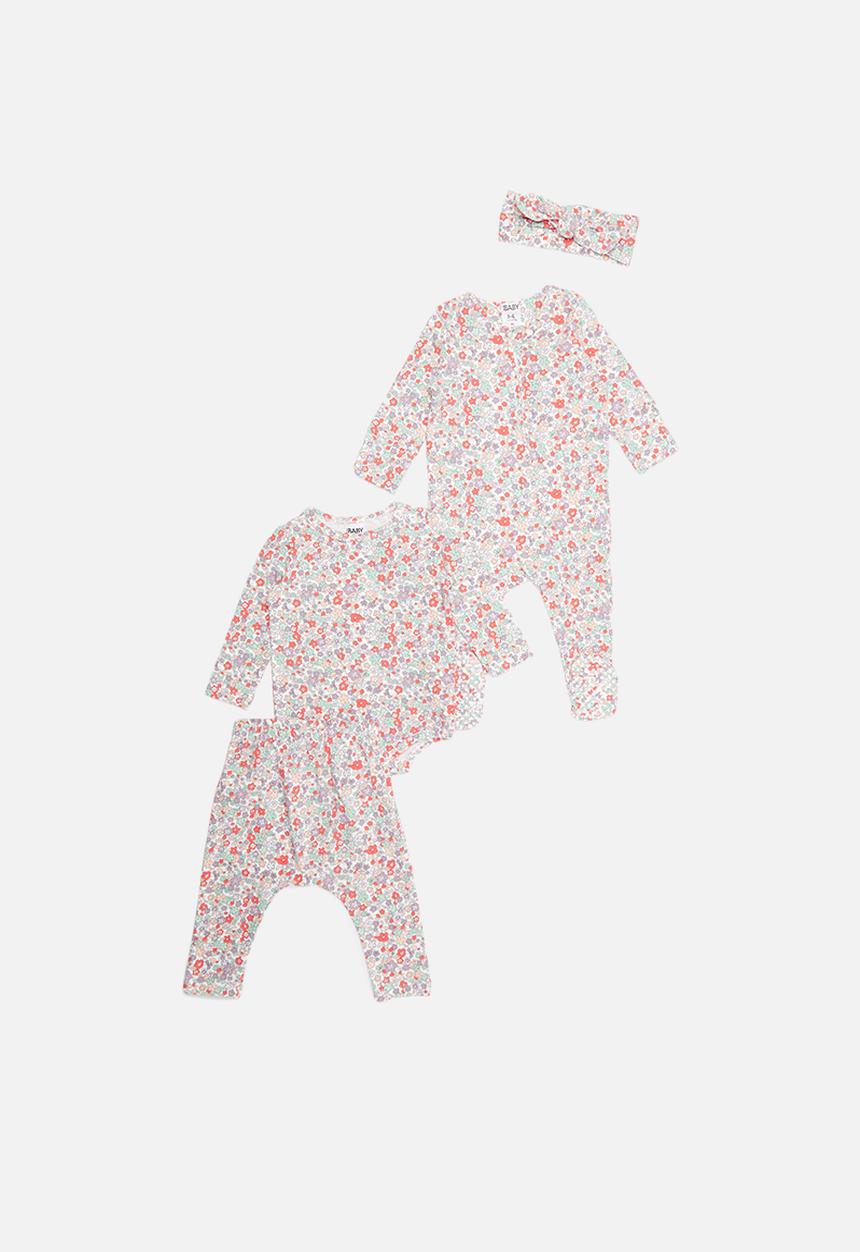 Cotton On - Bundle romper, bubbysuit, legging & headband -vanilla & garden floral