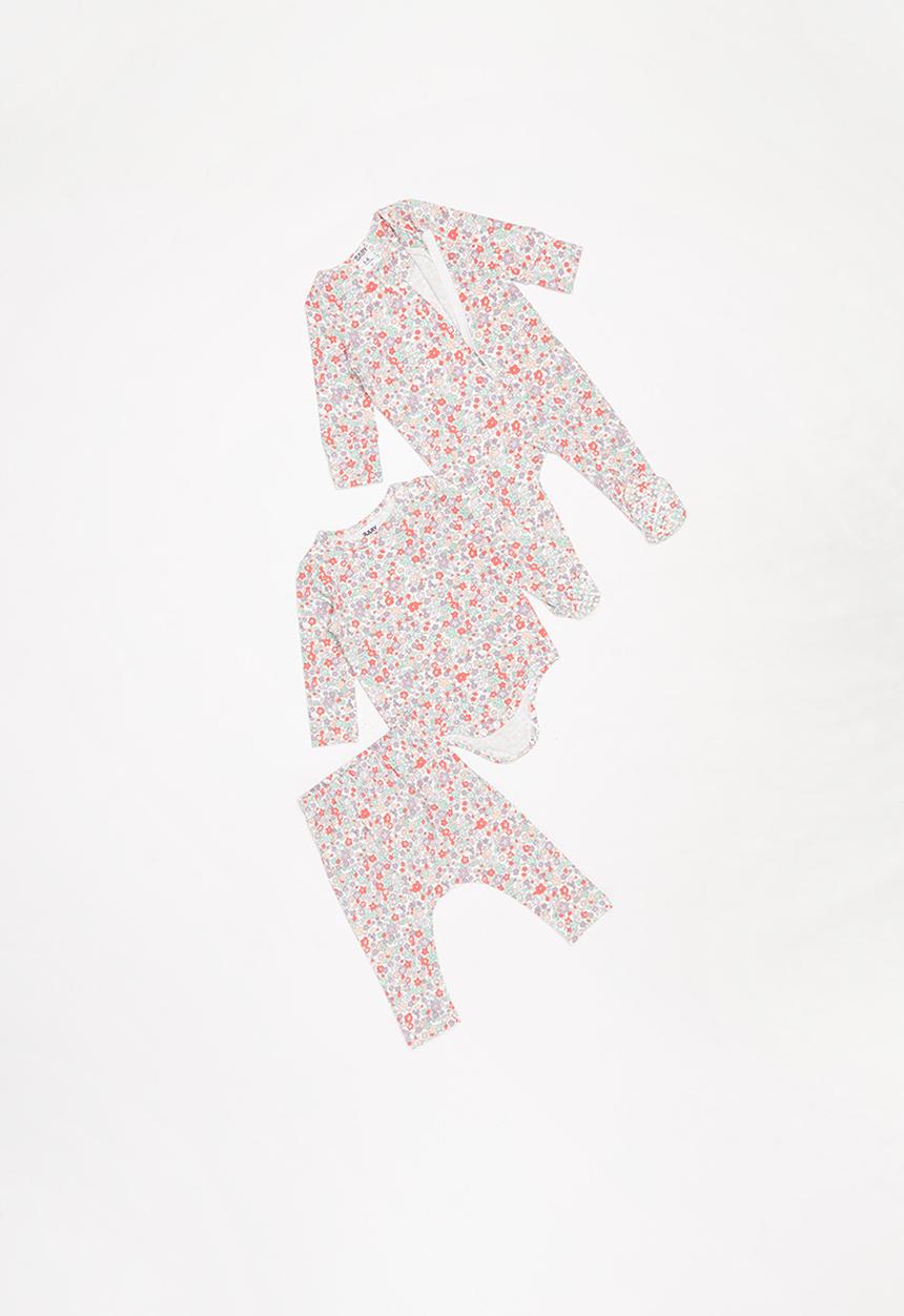 Cotton On - Bundle romper, bubbysuit, legging & headband -vanilla & garden floral