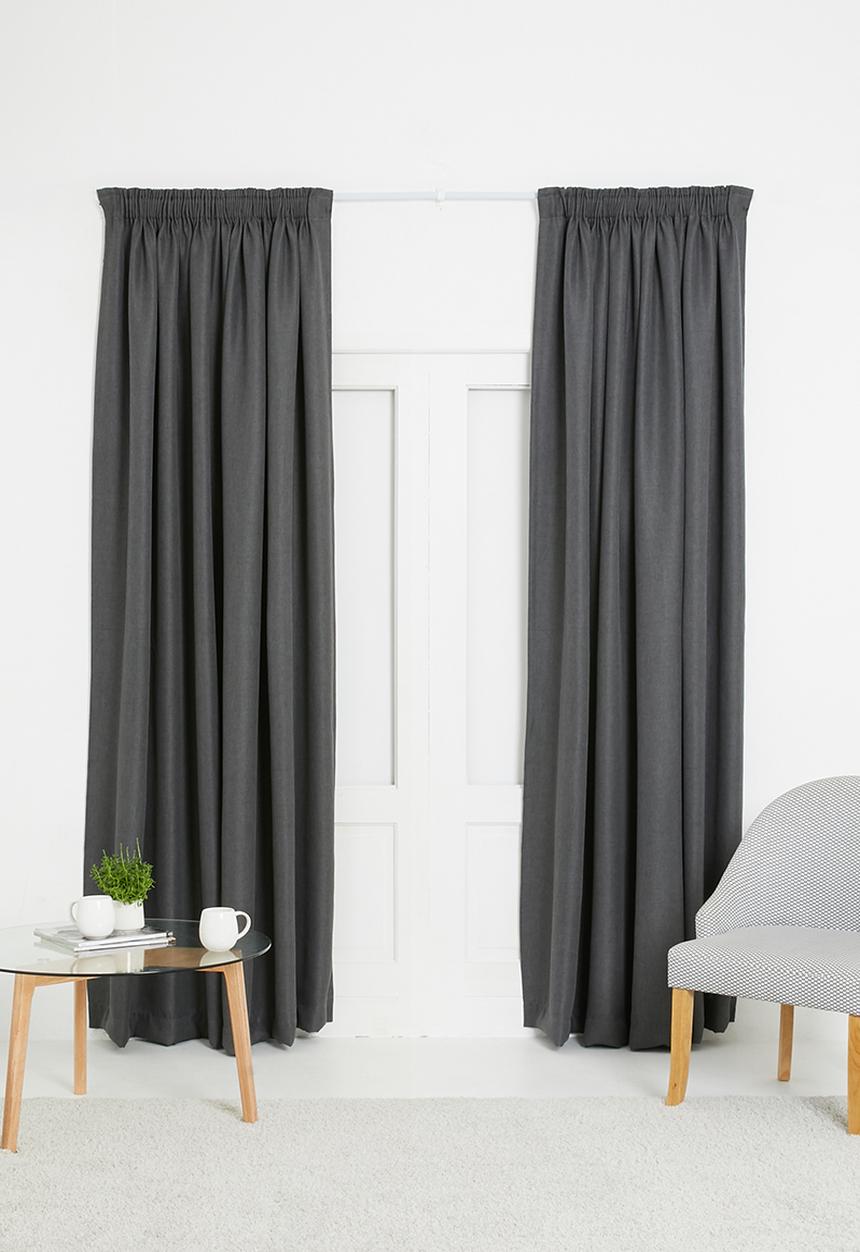 Sixth Floor - Metro self-lined taped curtain - charcoal grey