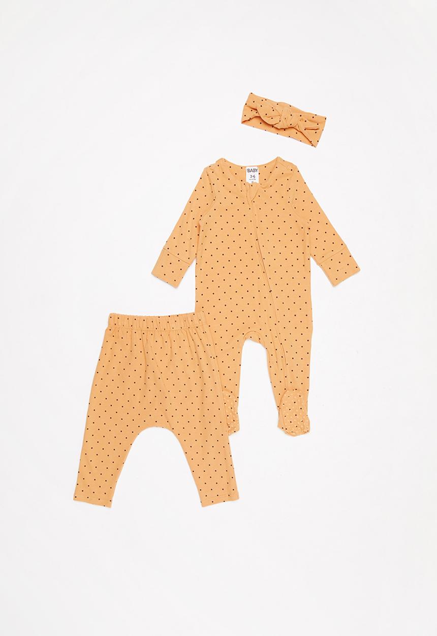 Cotton On - Bundle romper, legging & tie headband - orange